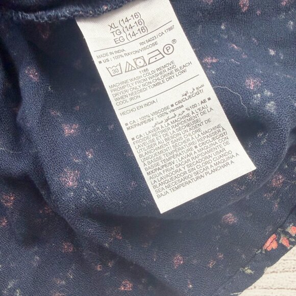 Old Navy Girls Floral Dress Navy Blue Puff Sleeve Midi Dress NWT XL 14-16 - Picture 3 of 4